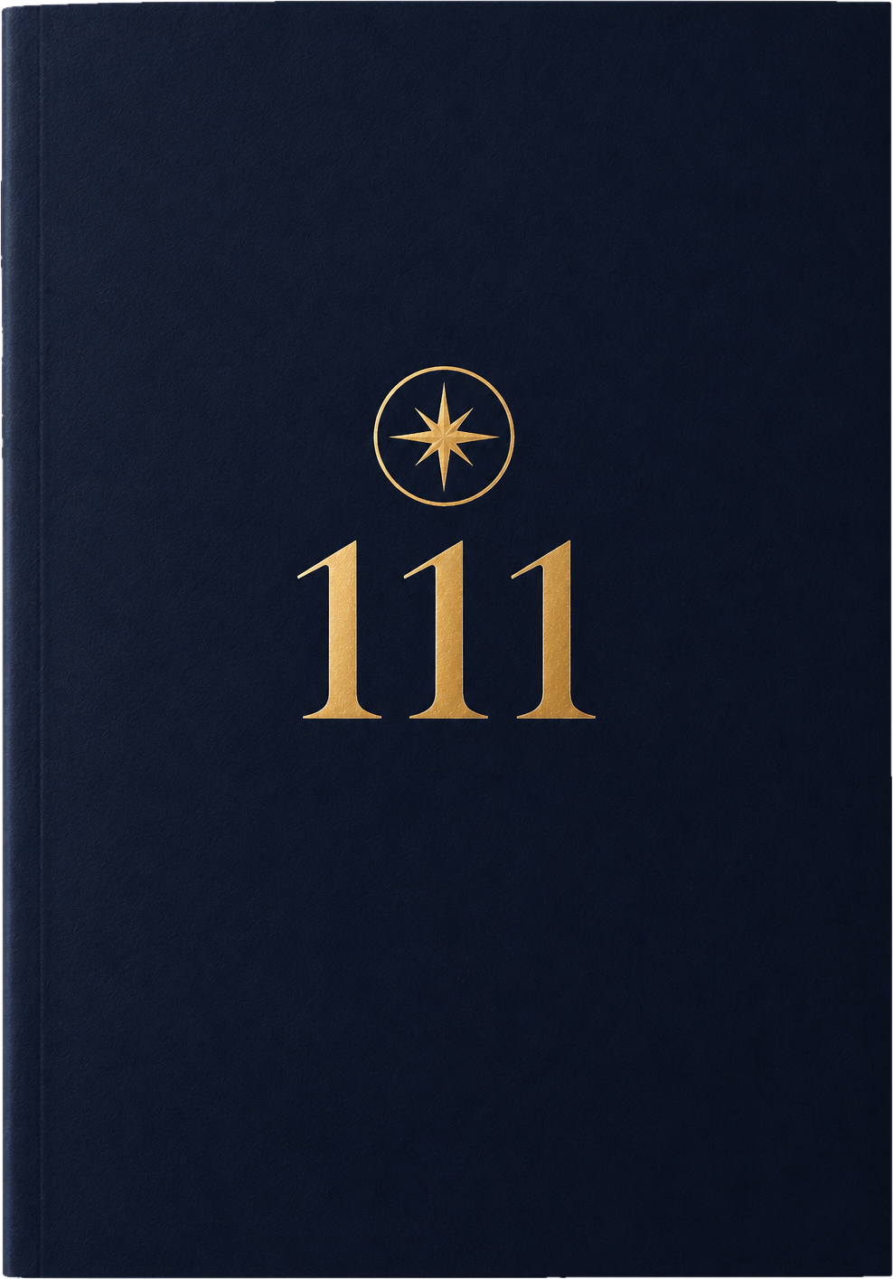 Journal 111 — a midnight navy cover with a golden eight-pointed star emblem above the numeral 111